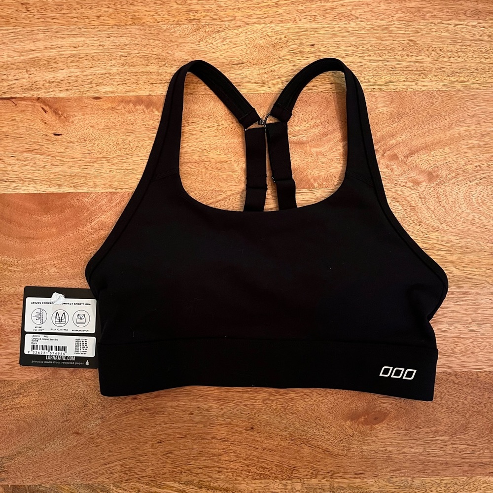 Lorna Jane Compress & Compact Sports Bra, black, M, new with tags
